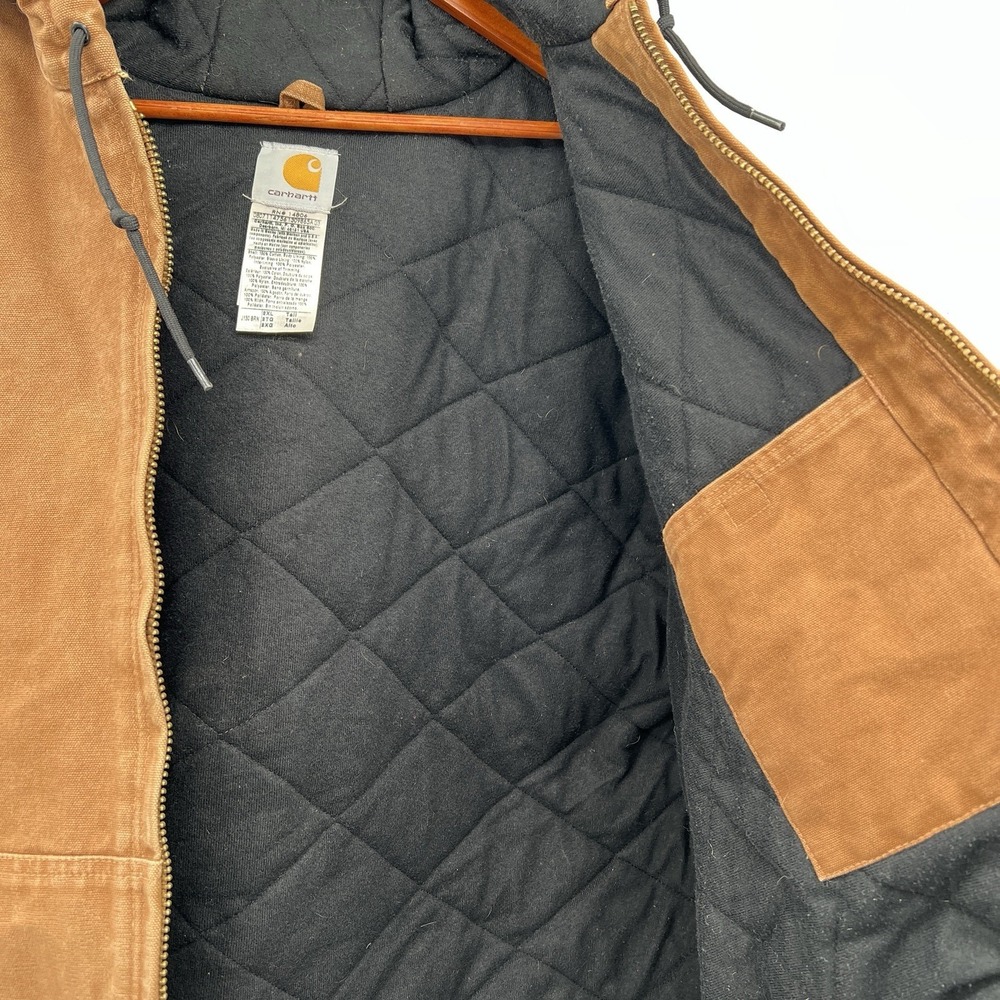 Carhartt J130 Brown Hooded Jacket Work Coat Size 2XL Tall - Picture 12 of 16